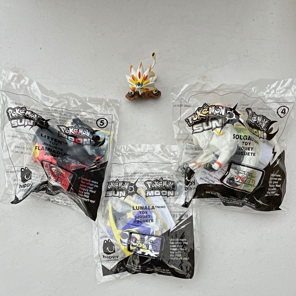 McDonald's Pokemon Sun & Moon Happy Meal Toy Lot 3pc 2017